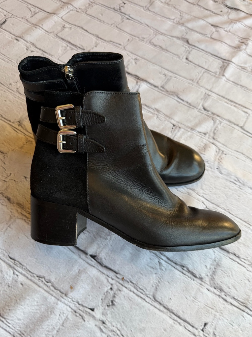 Grigiarancio Black Leather Made In Italy Booties Women's 39 Heeled Boots EUC